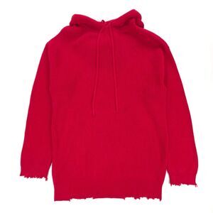 NEW RTA Marvin Hoodie Knit Sweater Distressed Red Acid Wash Clean Girl 90s Y2k